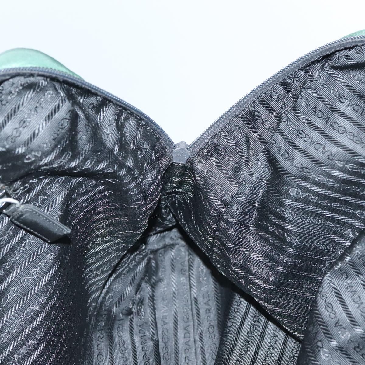 PRADA Hand Bag Nylon Khaki Silver Auth BA4277