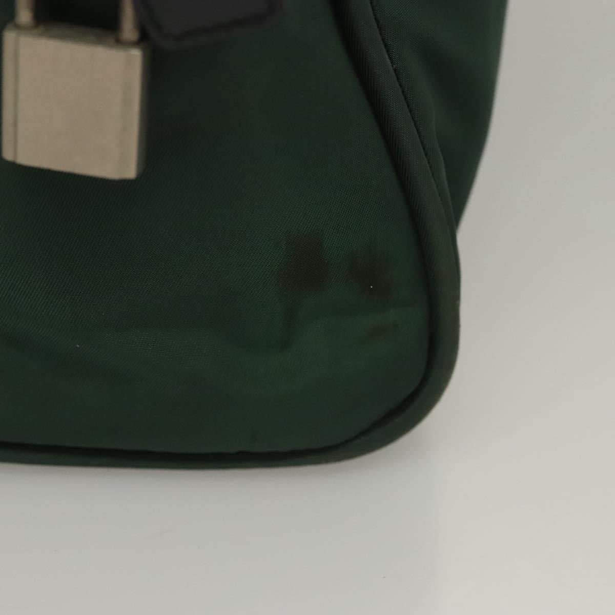 PRADA Hand Bag Nylon Khaki Silver Auth BA4277