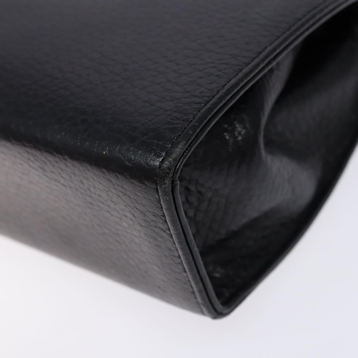 BALLY Shoulder Bag Leather Black Gold Auth BA4279