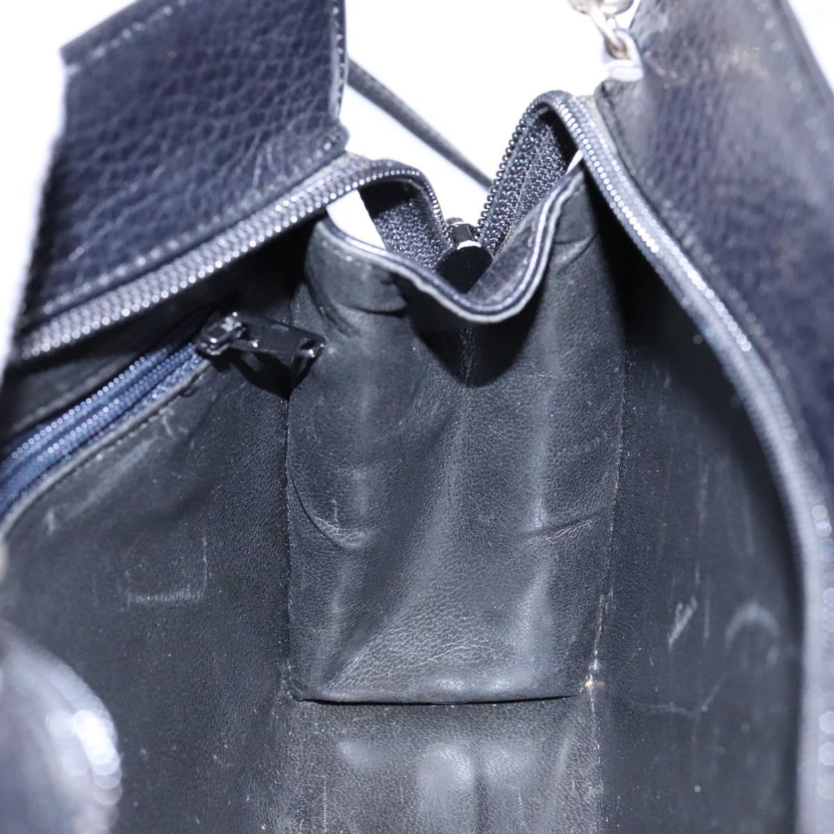 BALLY Shoulder Bag Leather Black Gold Auth BA4279