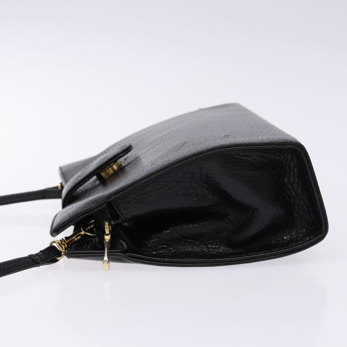 BALLY Shoulder Bag Leather Black Gold Auth BA4279