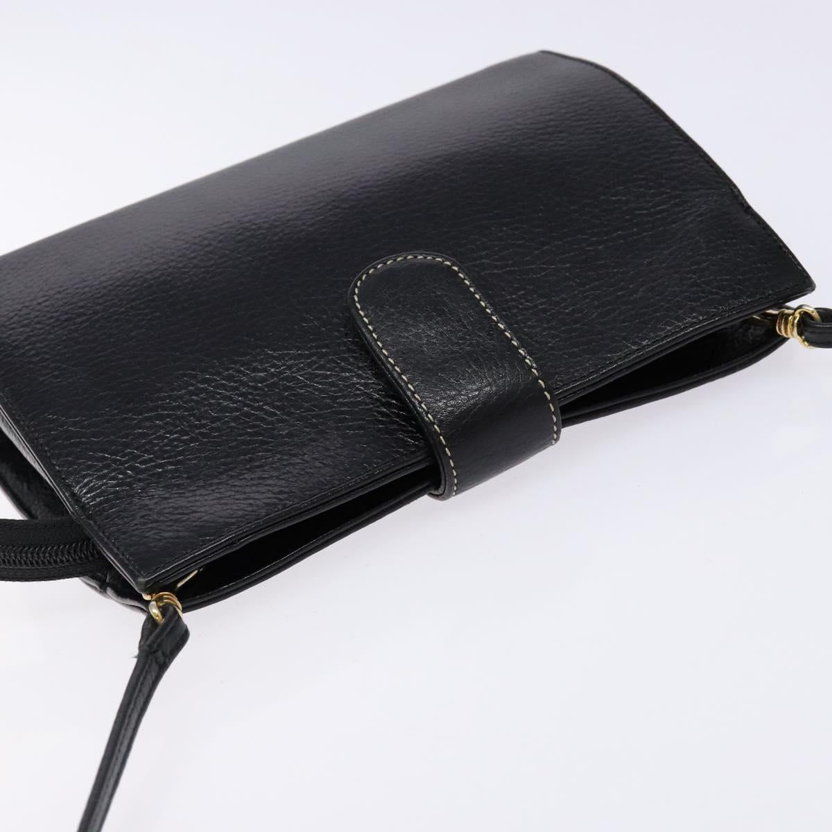 BALLY Shoulder Bag Leather Black Gold Auth BA4279