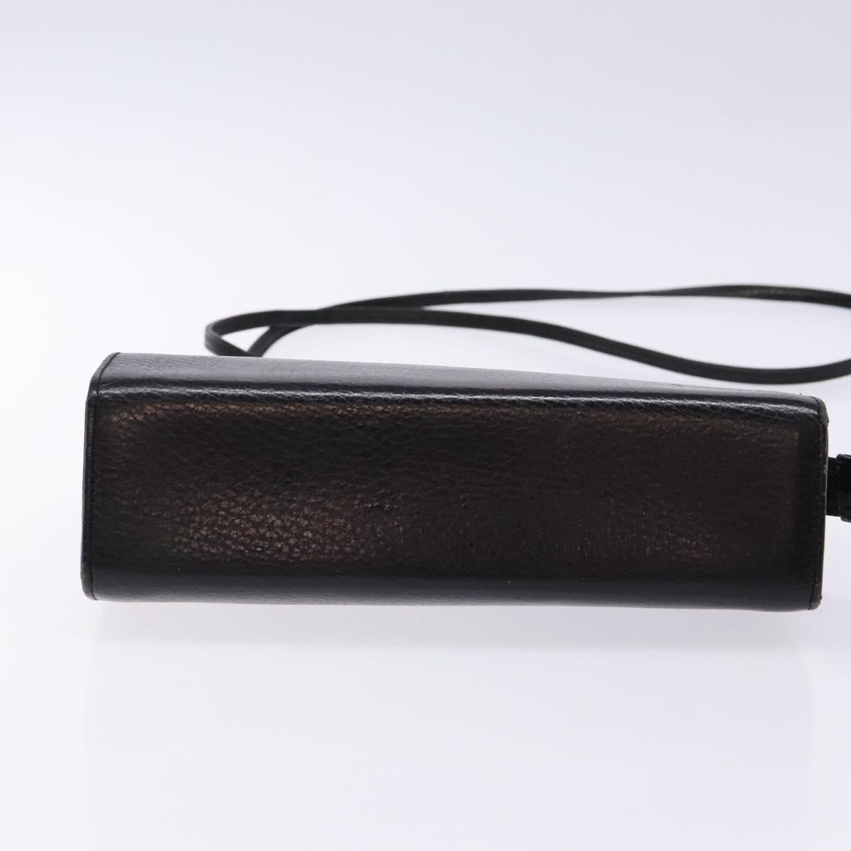 BALLY Shoulder Bag Leather Black Gold Auth BA4279