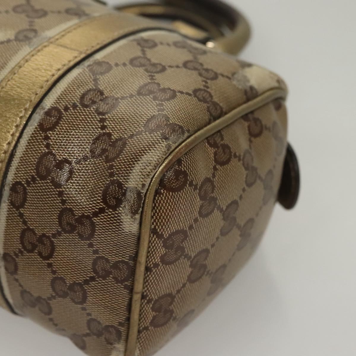 GUCCI GG Crystal Hand Bag Coated Canvas Brown Gold 193604 Auth BA4280