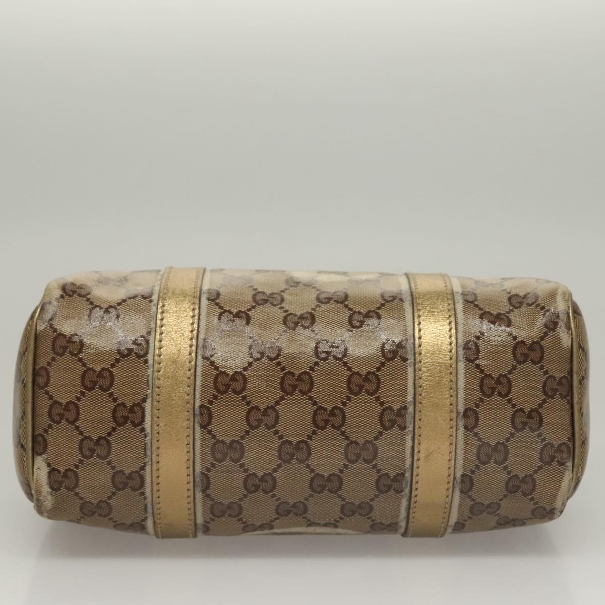 GUCCI GG Crystal Hand Bag Coated Canvas Brown Gold 193604 Auth BA4280