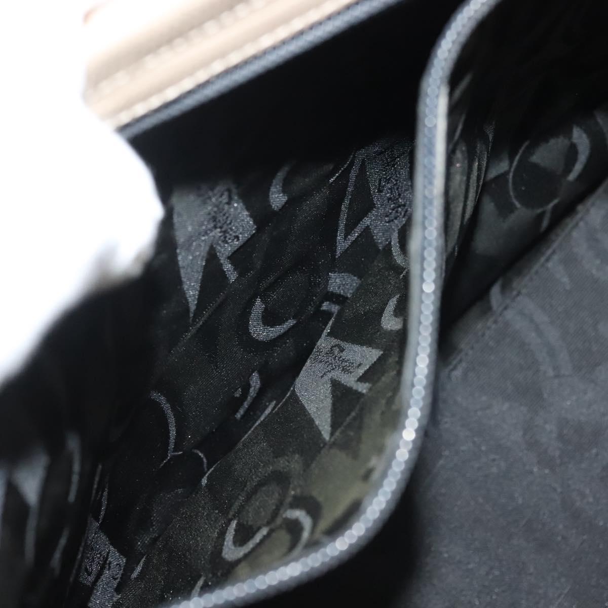 Salvatore Ferragamo Hand Bag Leather 2Set Beige Navy gold Auth BA4283