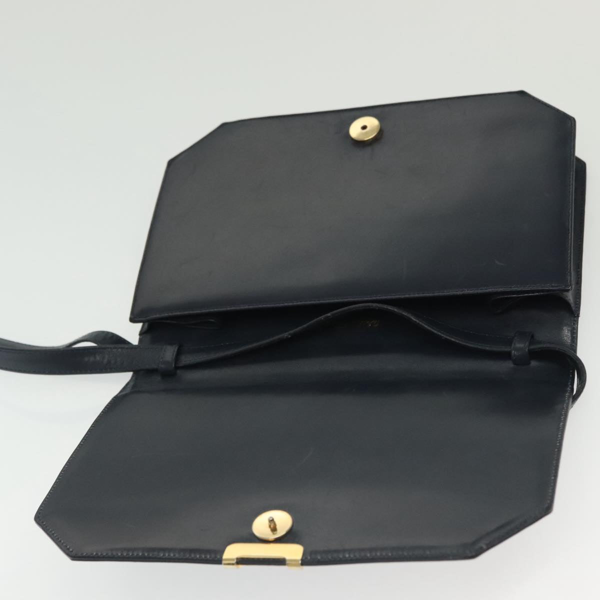 Salvatore Ferragamo Hand Bag Leather 2Set Beige Navy gold Auth BA4283