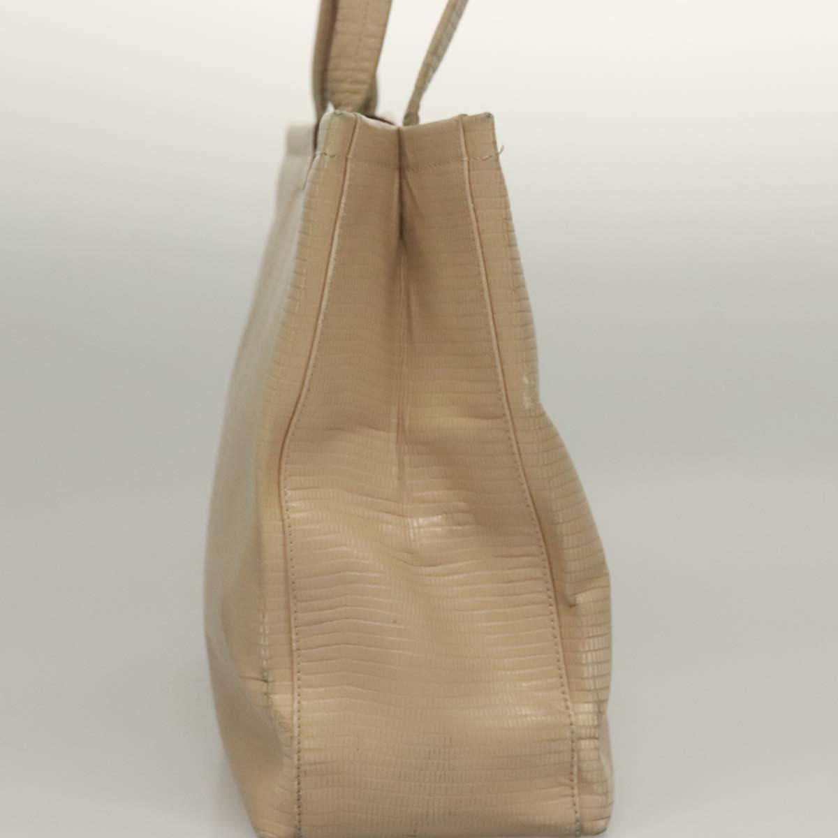 Salvatore Ferragamo Hand Bag Leather 2Set Beige Navy gold Auth BA4283