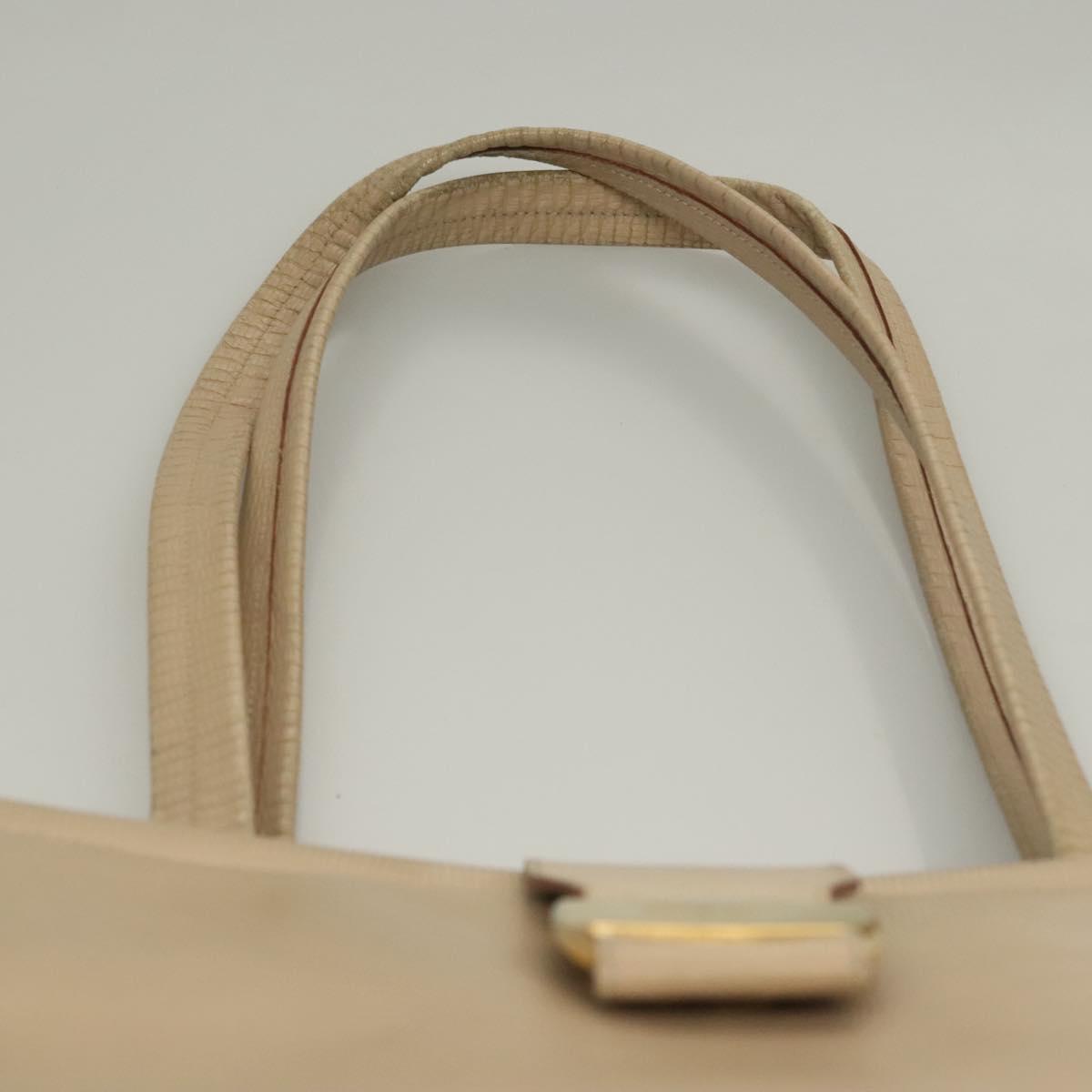 Salvatore Ferragamo Hand Bag Leather 2Set Beige Navy gold Auth BA4283