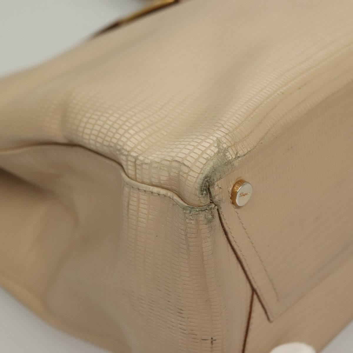 Salvatore Ferragamo Hand Bag Leather 2Set Beige Navy gold Auth BA4283