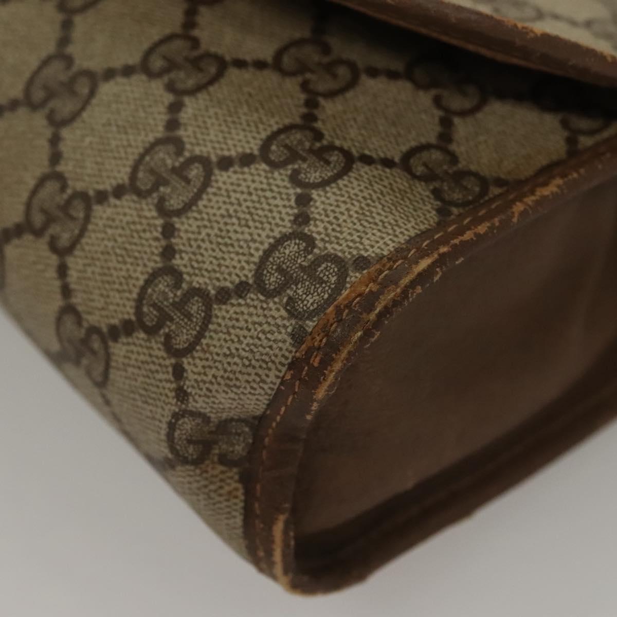 GUCCI GG Supreme Web Sherry Line Clutch Bag PVC Beige Gold 89 01 030 Auth BA4284