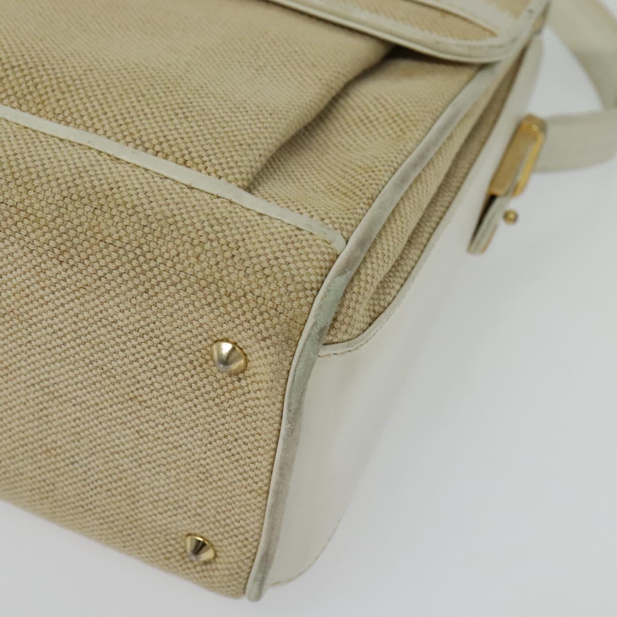 BALLY Shoulder Bag Canvas Beige Gold Auth BA4285