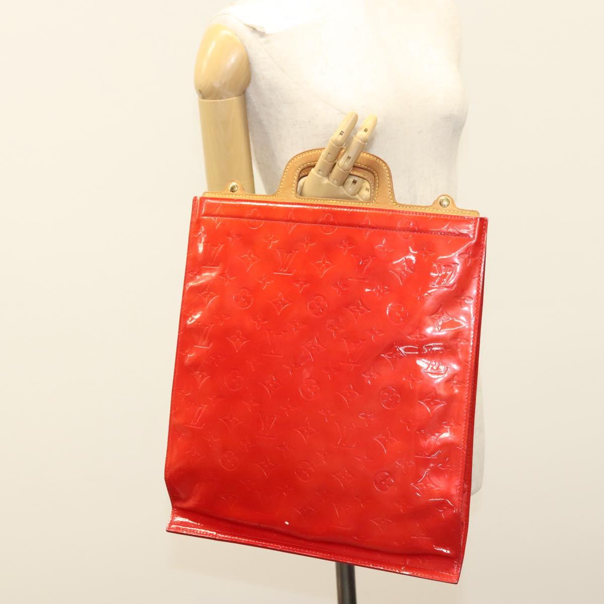 LOUIS VUITTON Monogram Vernis Stanton Tote Bag Red M91078 LV Auth BA4291