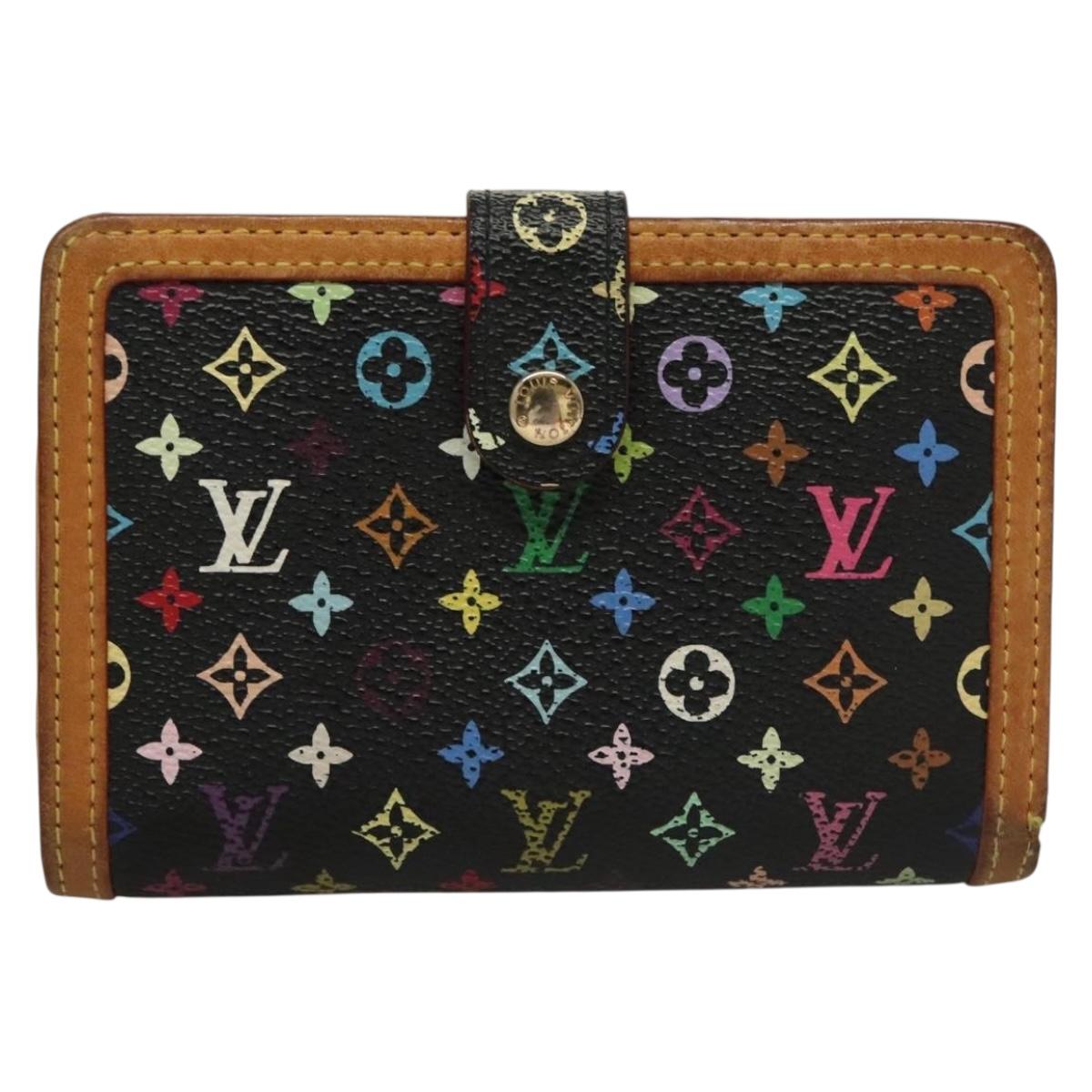LOUIS VUITTON Multicolor Portefeuille Viennois Wallet Black M92988 Auth BA4300