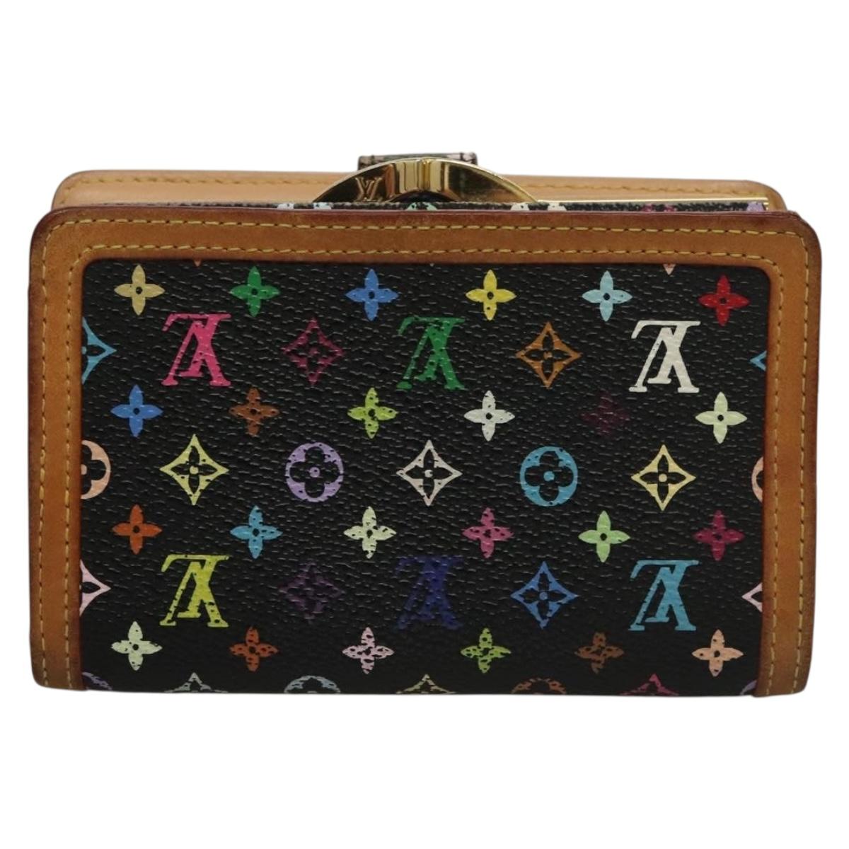 LOUIS VUITTON Multicolor Portefeuille Viennois Wallet Black M92988 Auth BA4300