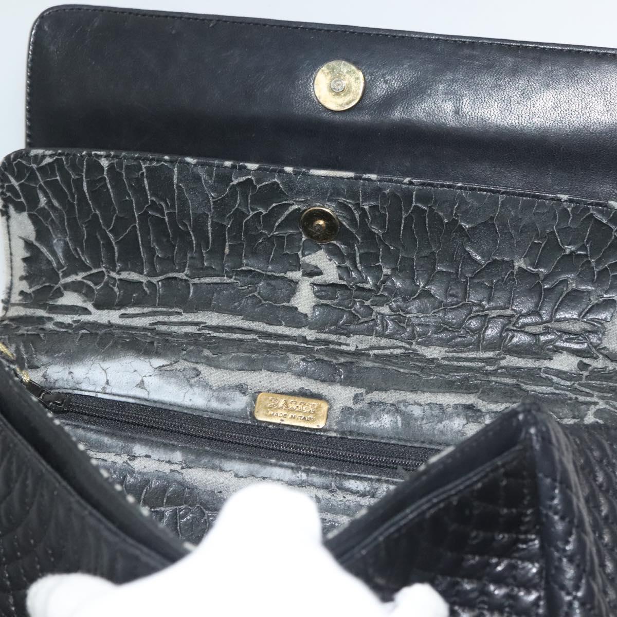 BALLY Quilted Chain Shoulder Bag Leather Black Gold Auth BA4302