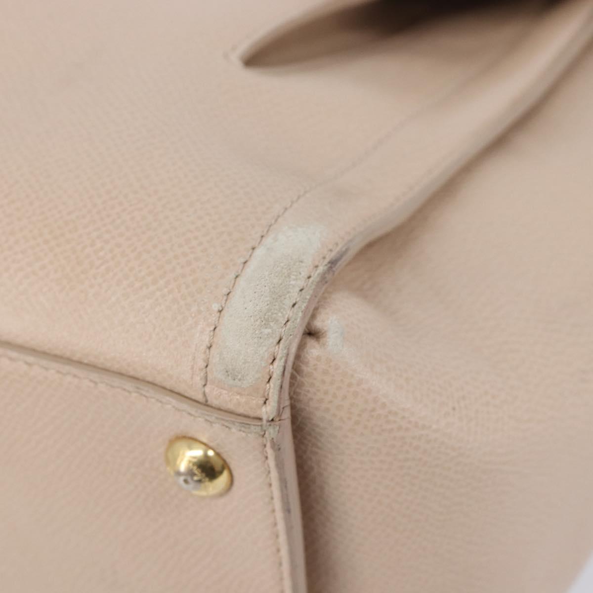 Salvatore Ferragamo Vala Hand Bag Leather 2way Beige Gold Auth BA4303