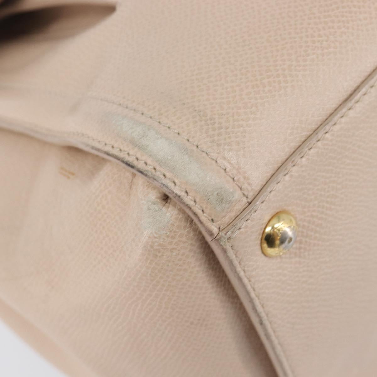 Salvatore Ferragamo Vala Hand Bag Leather 2way Beige Gold Auth BA4303