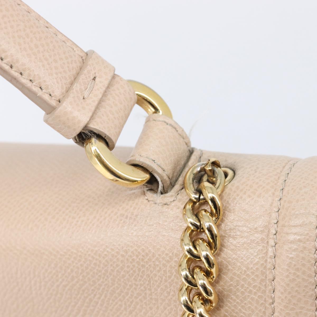 Salvatore Ferragamo Vala Hand Bag Leather 2way Beige Gold Auth BA4303