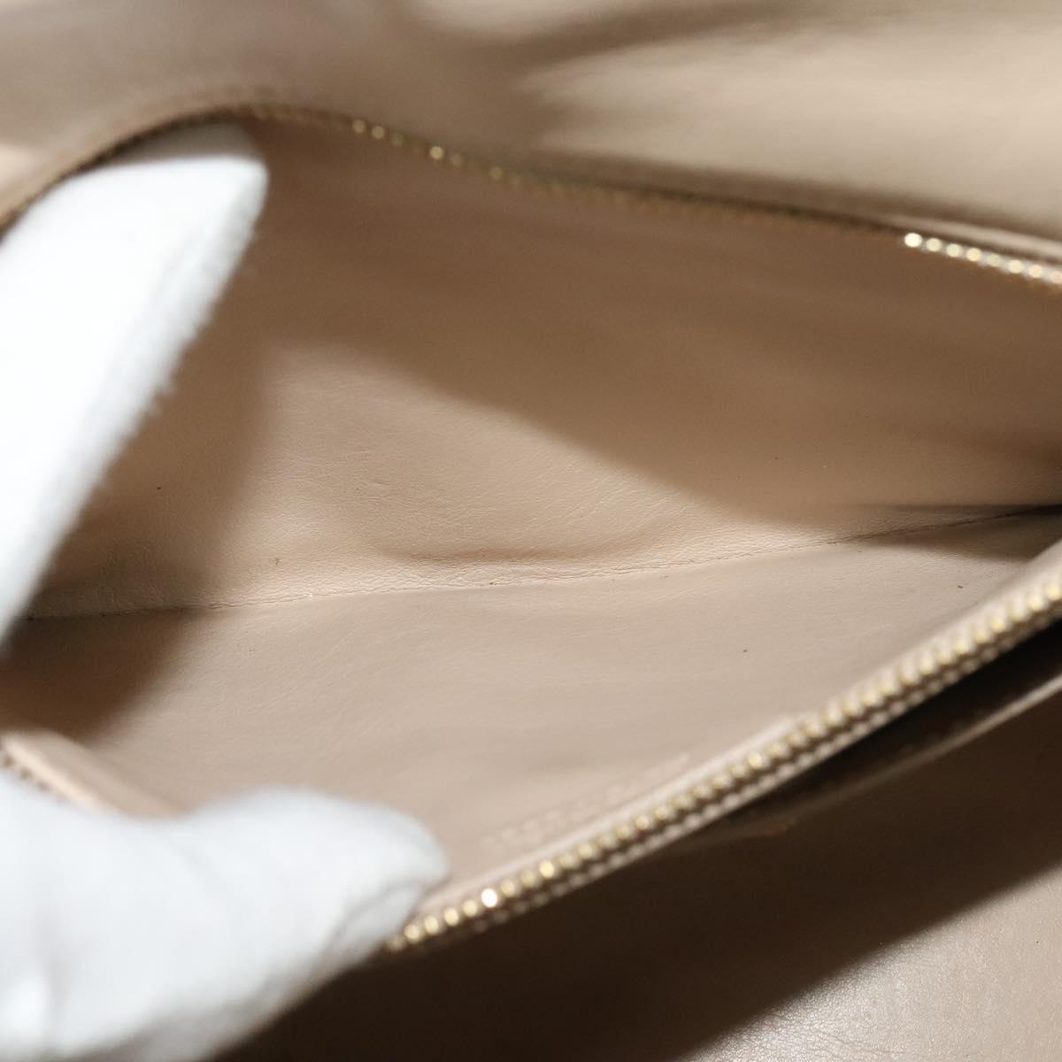 Salvatore Ferragamo Vala Hand Bag Leather 2way Beige Gold Auth BA4303