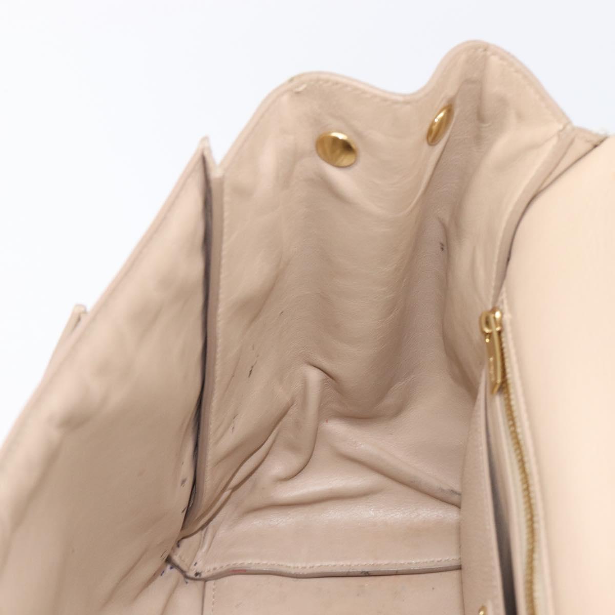 Salvatore Ferragamo Vala Hand Bag Leather 2way Beige Gold Auth BA4303