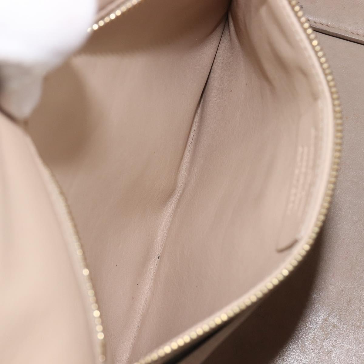 Salvatore Ferragamo Vala Hand Bag Leather 2way Beige Gold Auth BA4303