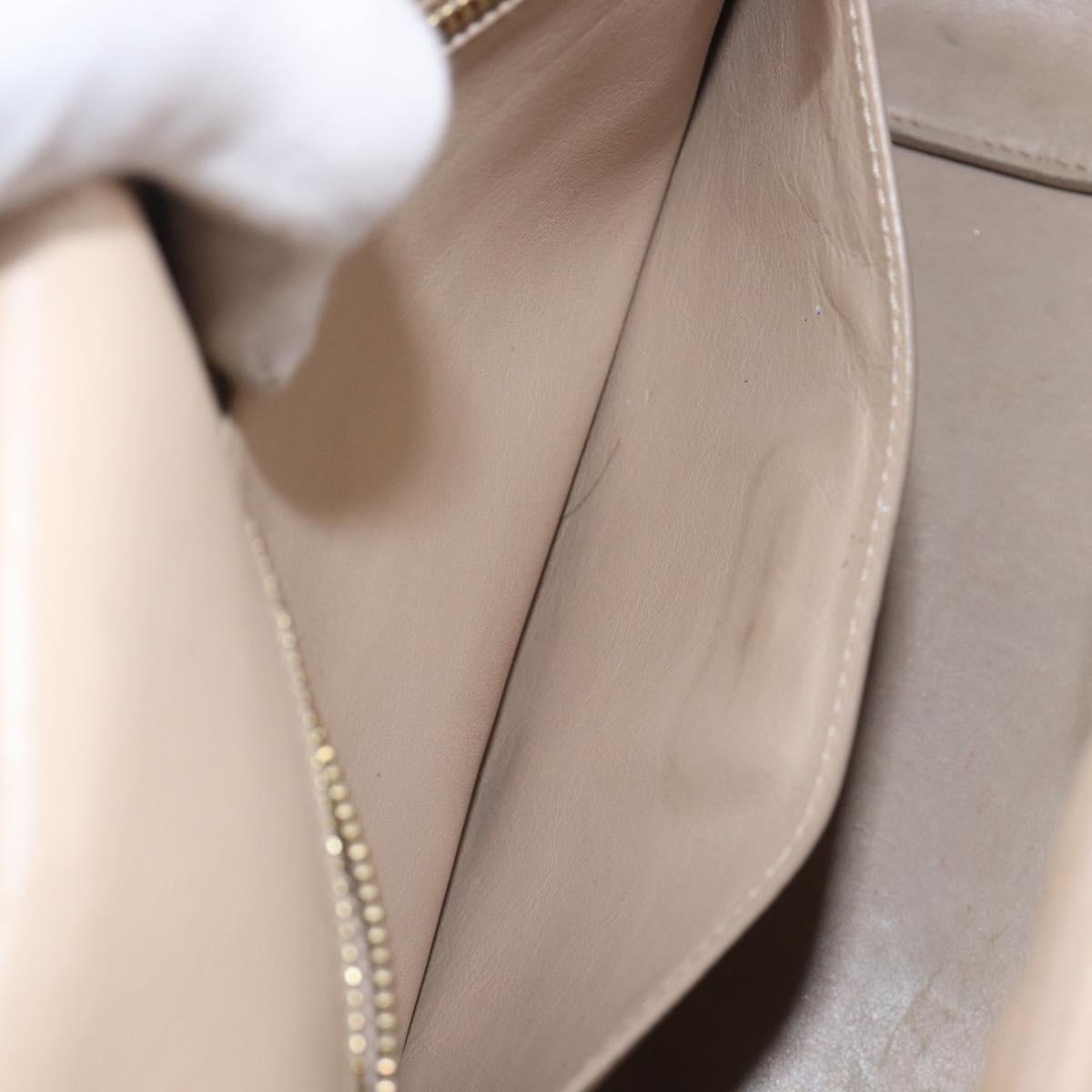 Salvatore Ferragamo Vala Hand Bag Leather 2way Beige Gold Auth BA4303