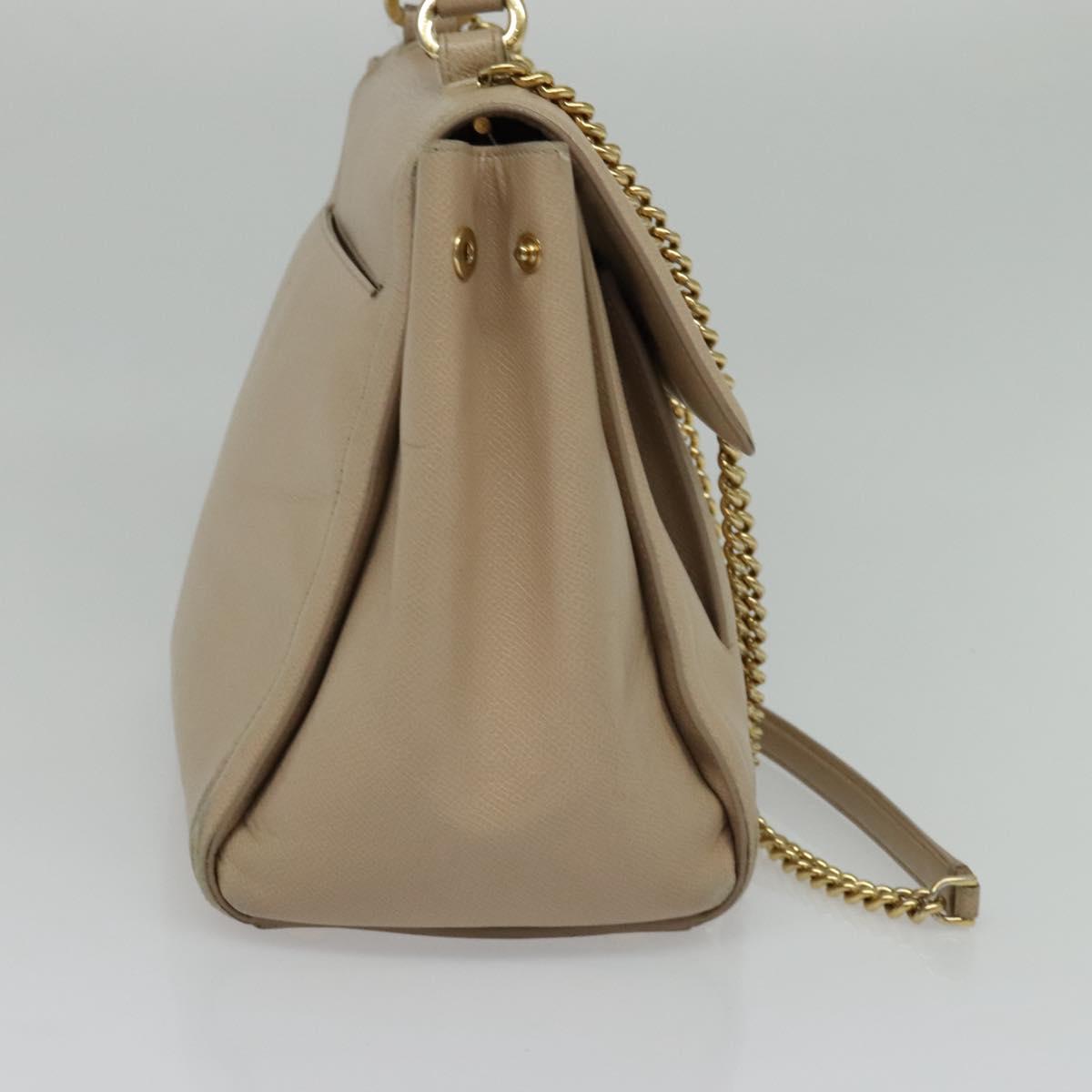 Salvatore Ferragamo Vala Hand Bag Leather 2way Beige Gold Auth BA4303