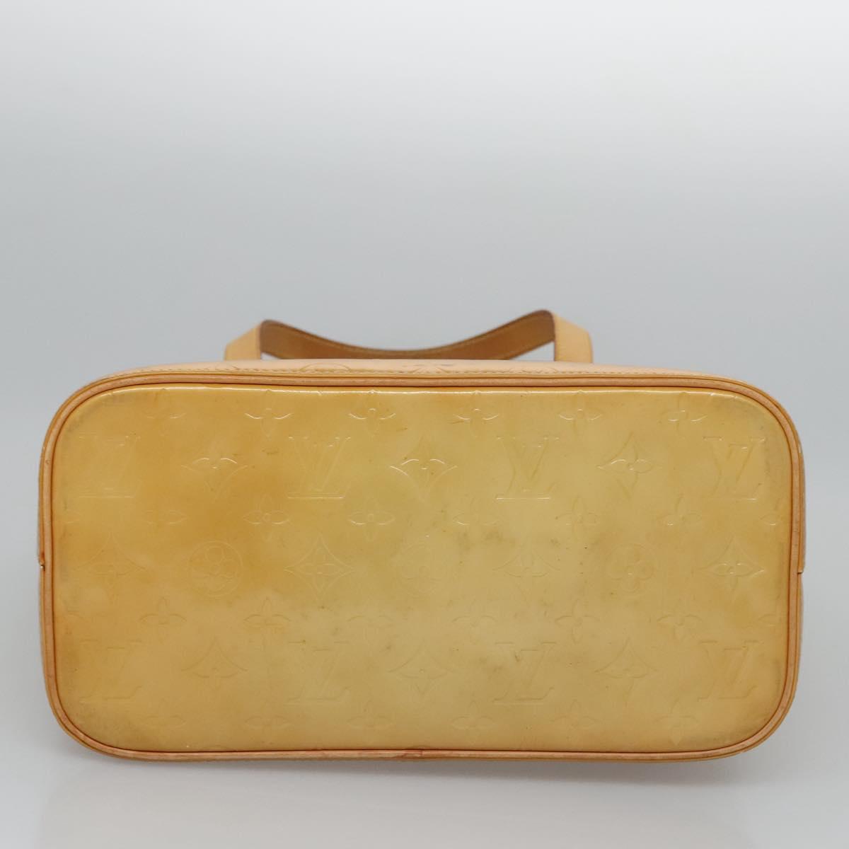 LOUIS VUITTON Monogram Vernis Houston Hand Bag Beige M91004 LV Auth BA431