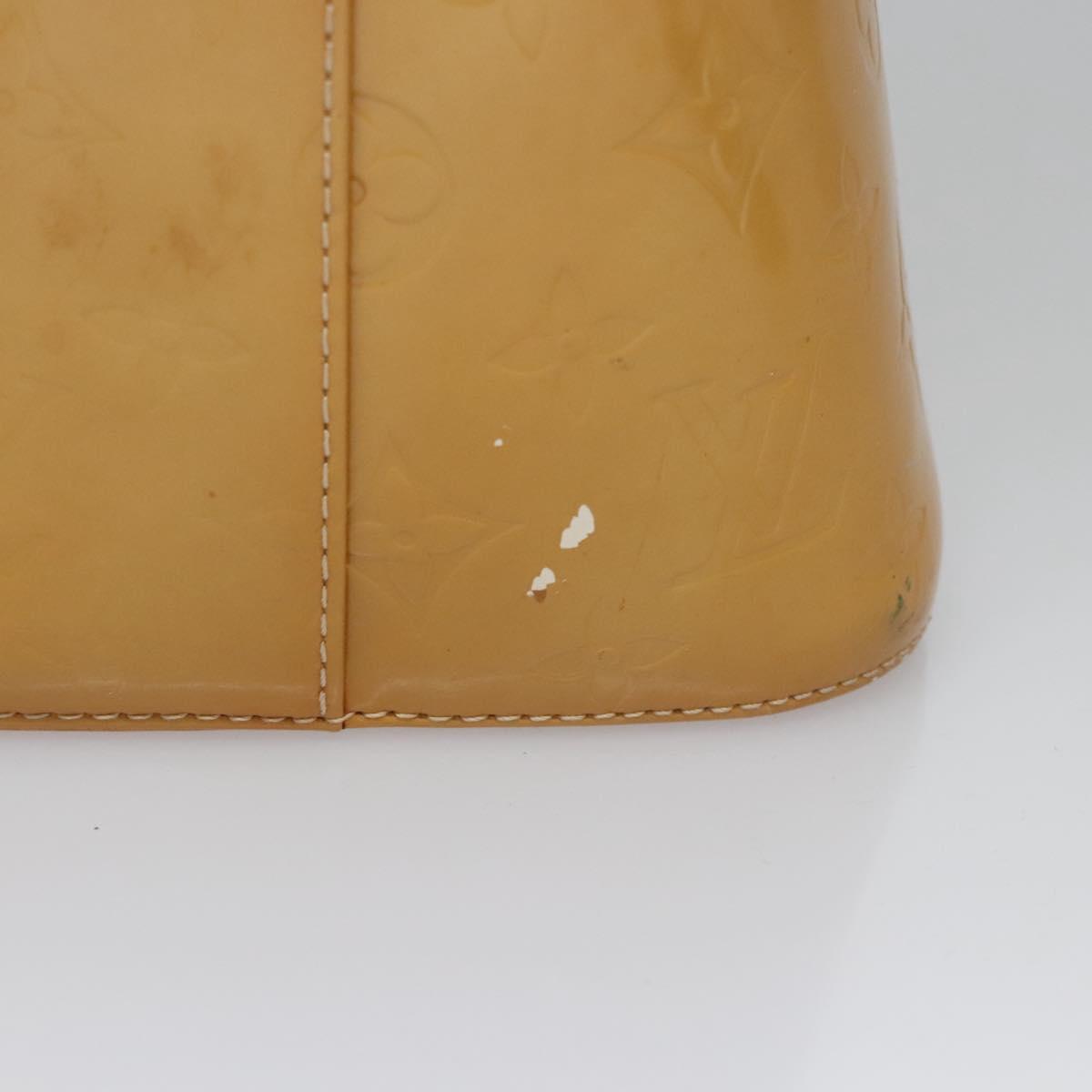 LOUIS VUITTON Monogram Vernis Houston Hand Bag Beige M91004 LV Auth BA431