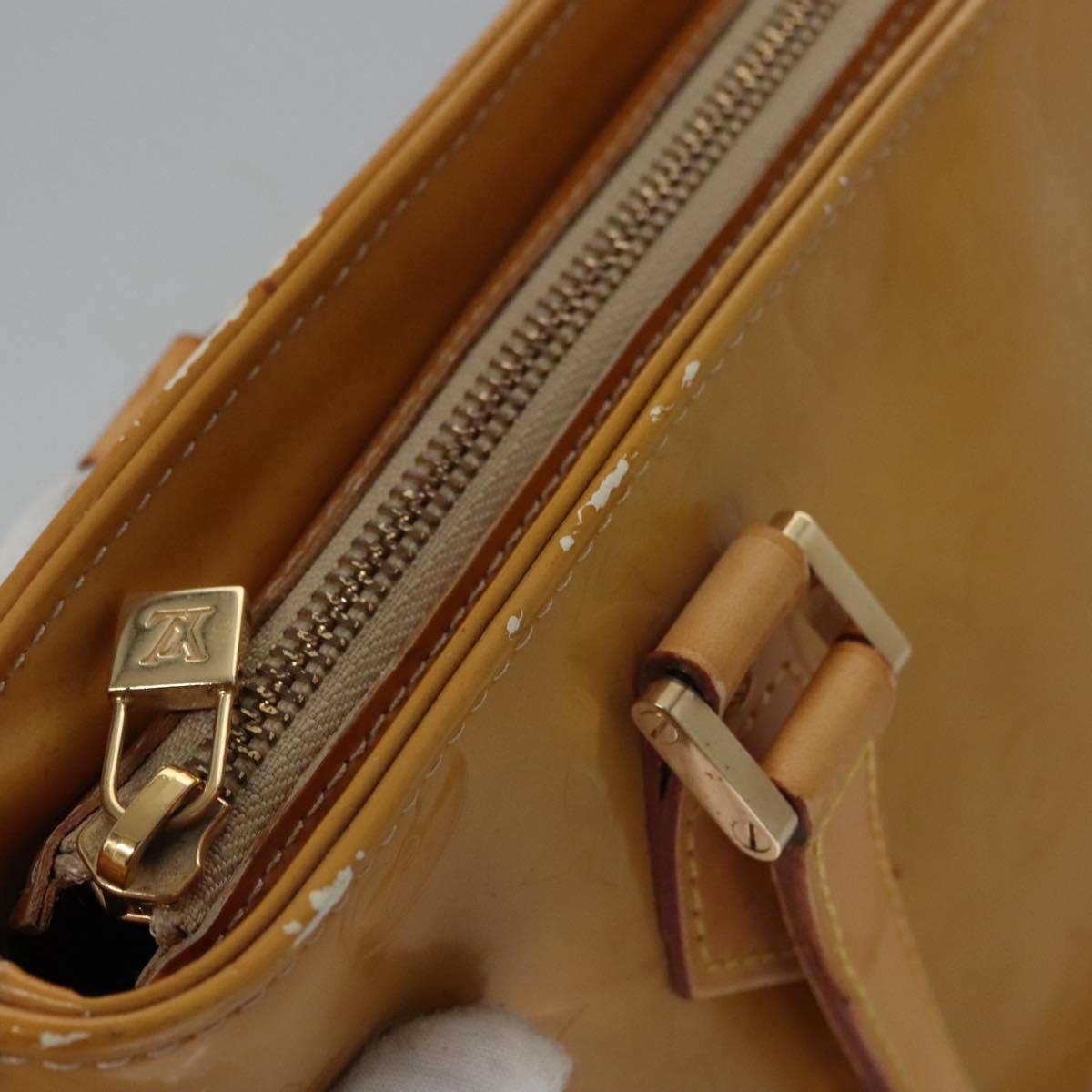LOUIS VUITTON Monogram Vernis Houston Hand Bag Beige M91004 LV Auth BA431