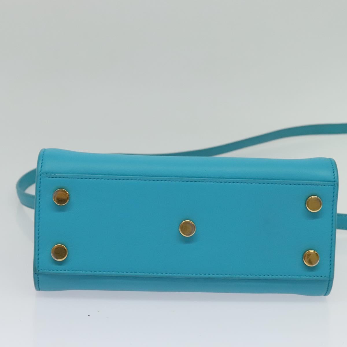 SAINT LAURENT Sac De Jour Nano Bag Leather Light Blue Gold 311208 Auth BA4310