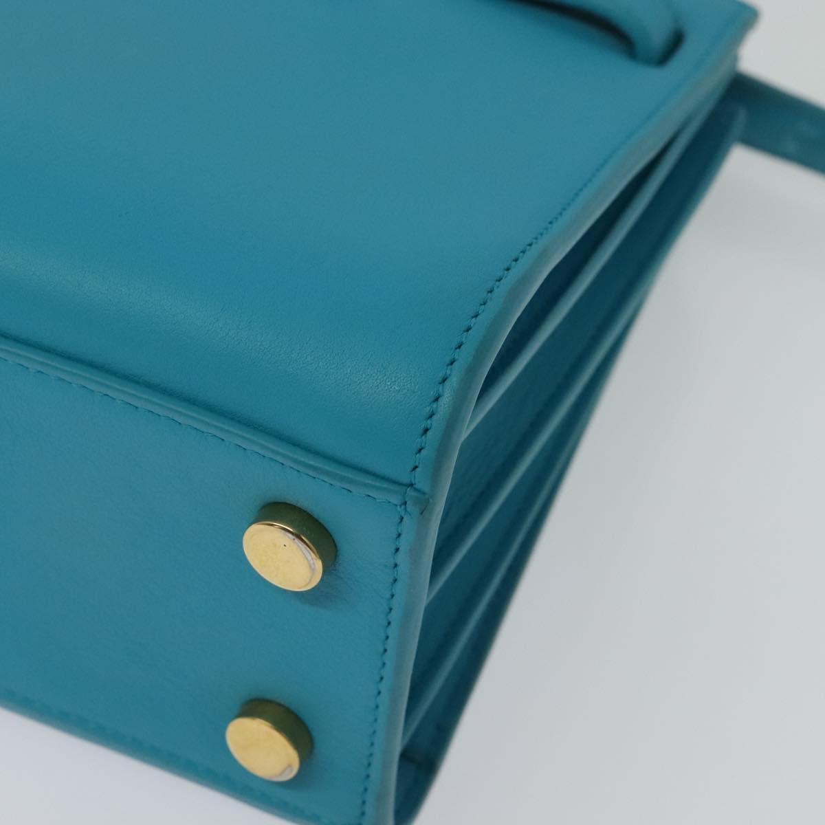 SAINT LAURENT Sac De Jour Nano Bag Leather Light Blue Gold 311208 Auth BA4310