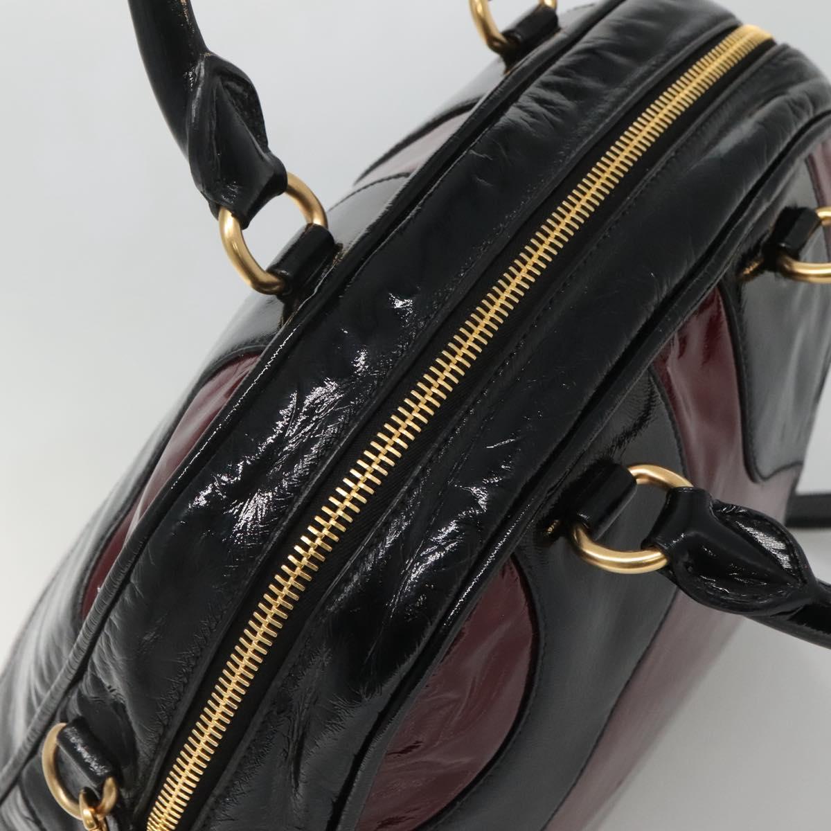 Miu Miu Hand Bag Patent leather 2way Black Gold Auth BA4312