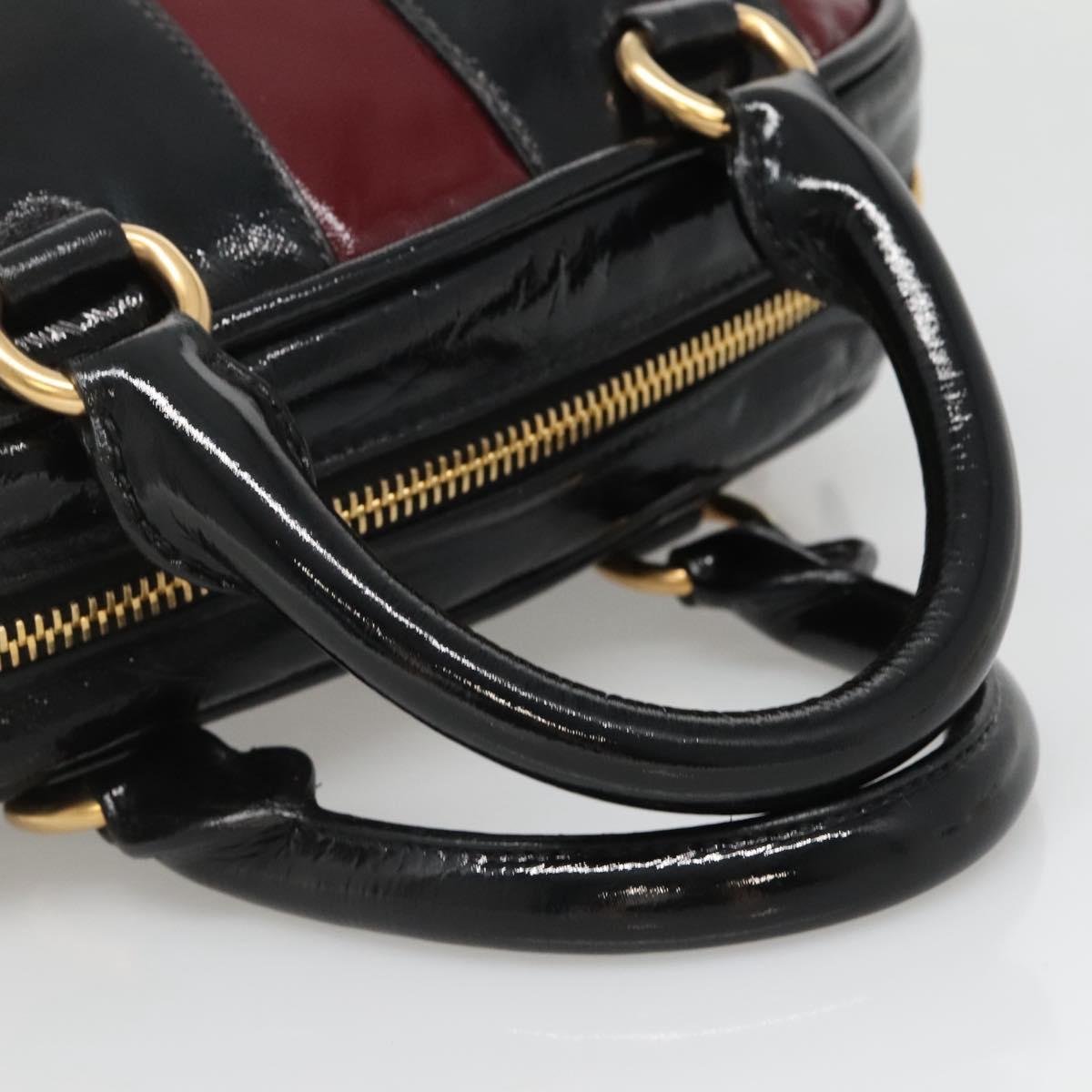 Miu Miu Hand Bag Patent leather 2way Black Gold Auth BA4312