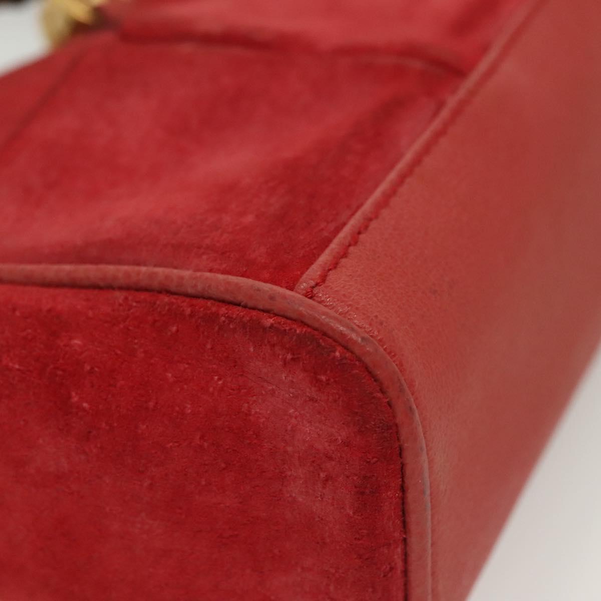 GUCCI Bamboo Hand Bag Suede 2way Red Gold 007 1793 0238 Auth BA4313