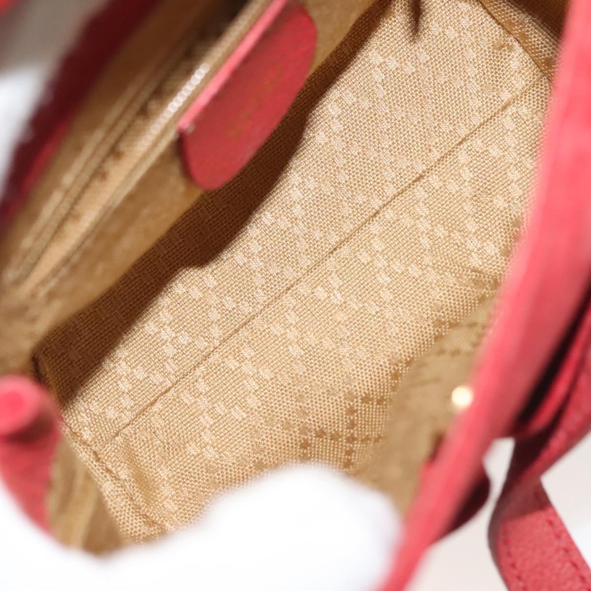 GUCCI Bamboo Hand Bag Suede 2way Red Gold 007 1793 0238 Auth BA4313