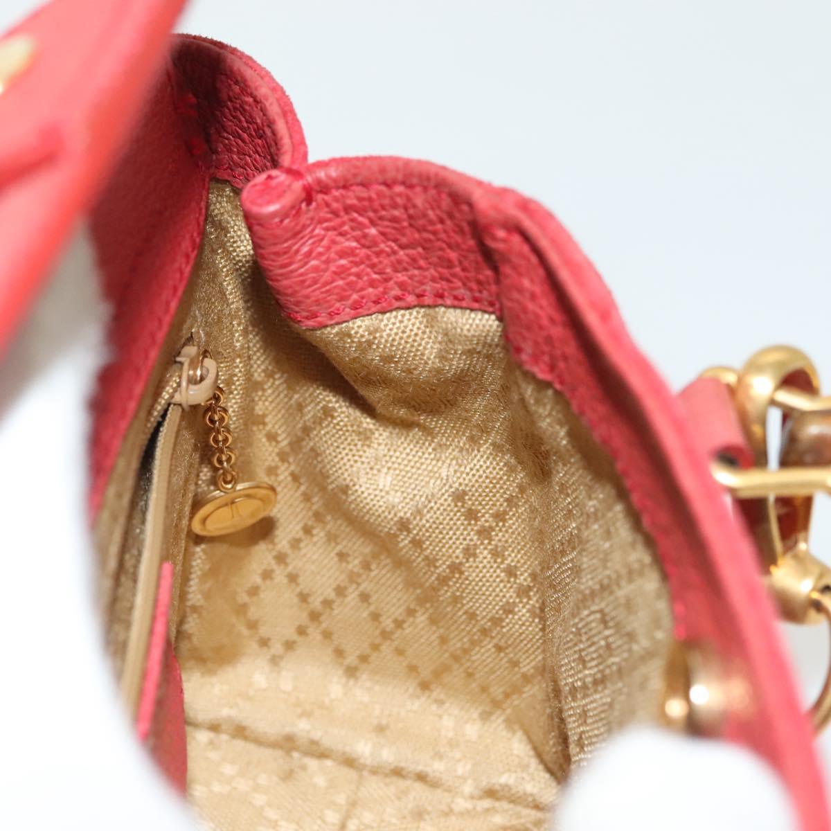 GUCCI Bamboo Hand Bag Suede 2way Red Gold 007 1793 0238 Auth BA4313