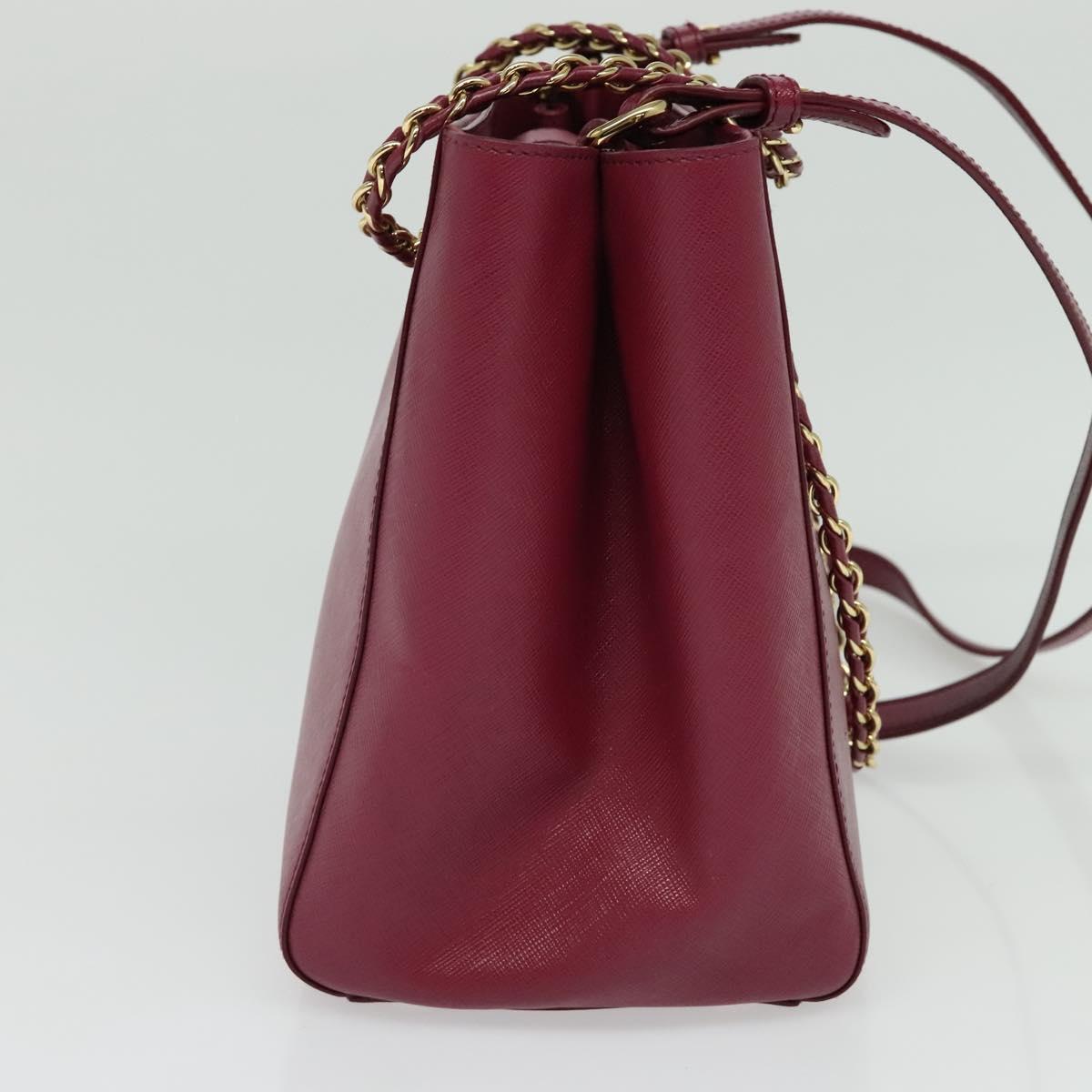 Salvatore Ferragamo Chain Vala Hand Bag Leather Pink Gold Auth BA4315