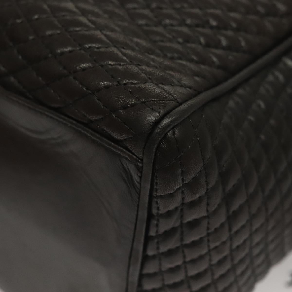 BALLY Quilted Chain Shoulder Bag Leather Dark Brown Gold Auth BA4325