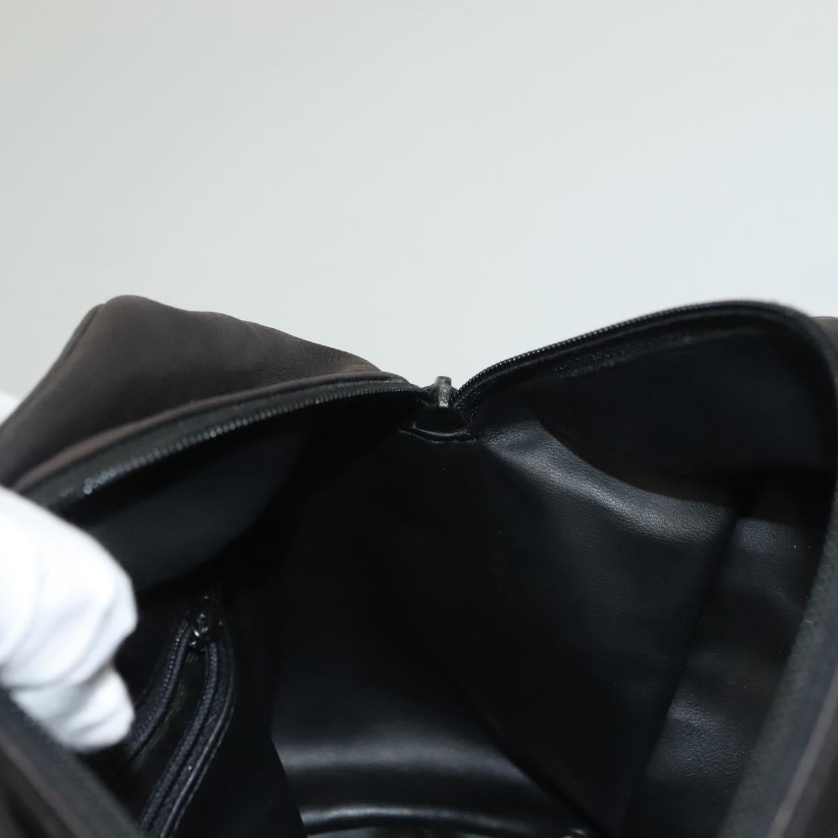 BALLY Quilted Chain Shoulder Bag Leather Dark Brown Gold Auth BA4325