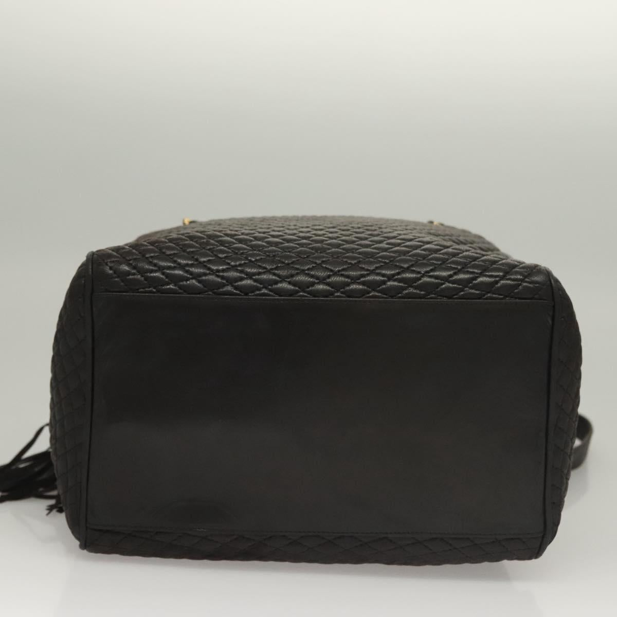 BALLY Quilted Chain Shoulder Bag Leather Dark Brown Gold Auth BA4325