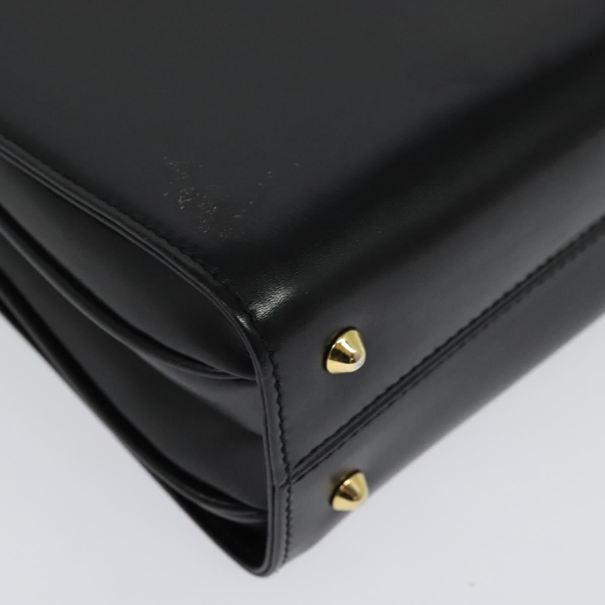 BALLY Hand Bag Leather 2way Black Gold Auth BA4327