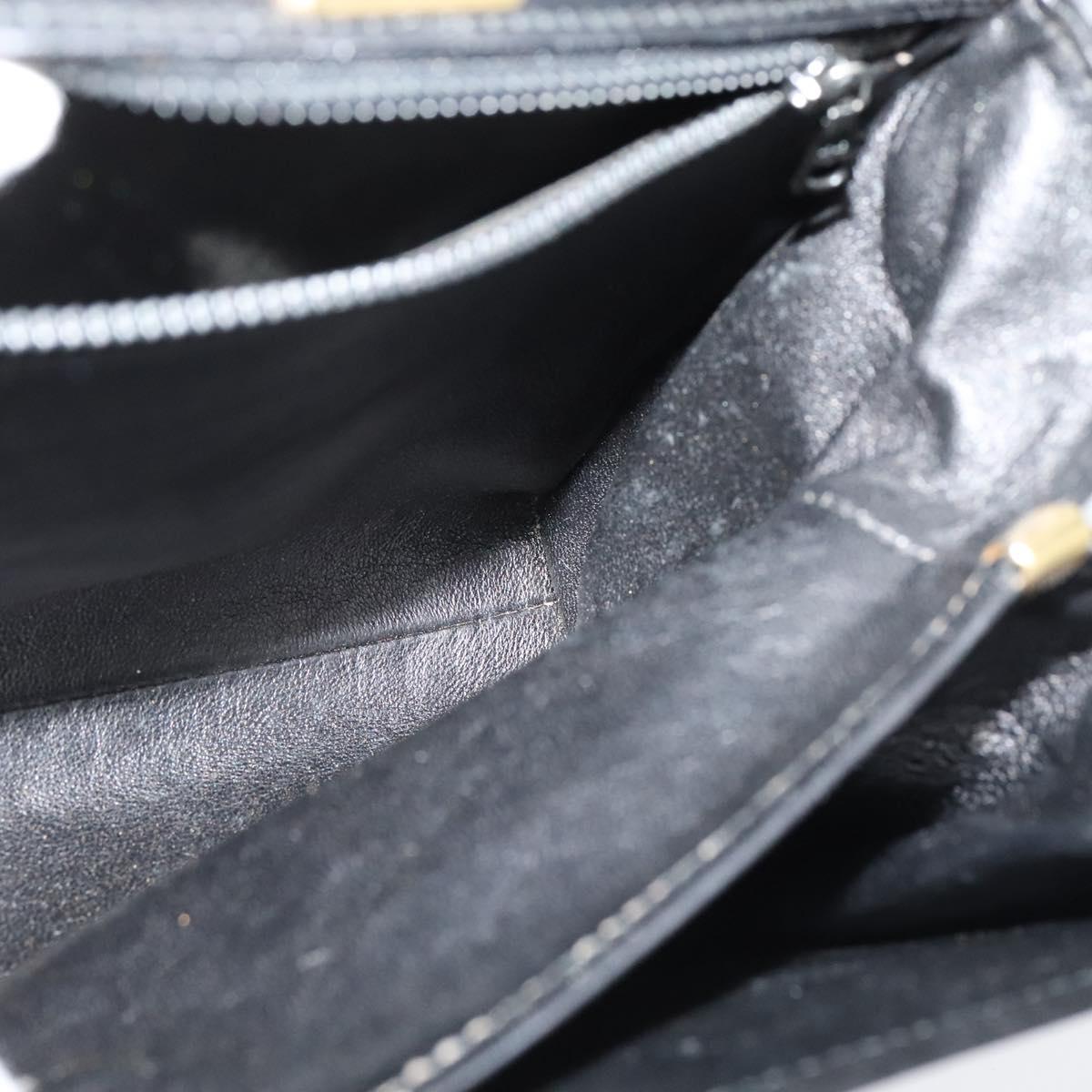 BALLY Hand Bag Leather 2way Black Gold Auth BA4327
