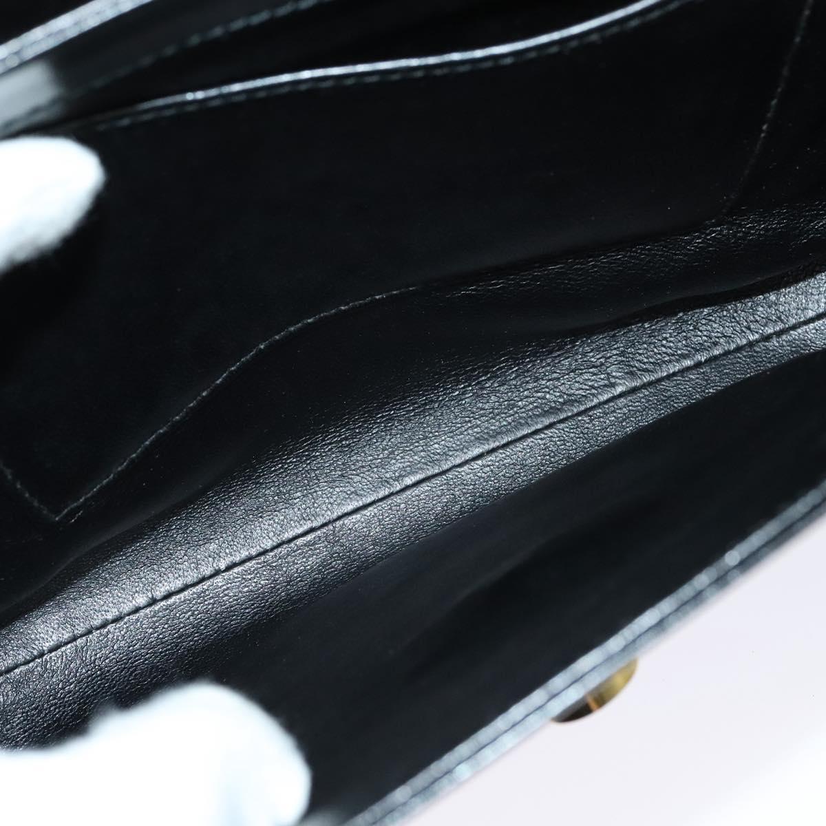 BALLY Hand Bag Leather 2way Black Gold Auth BA4327