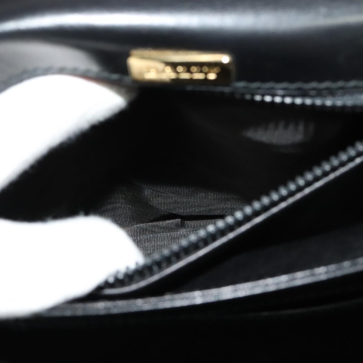 BALLY Hand Bag Leather 2way Black Gold Auth BA4327