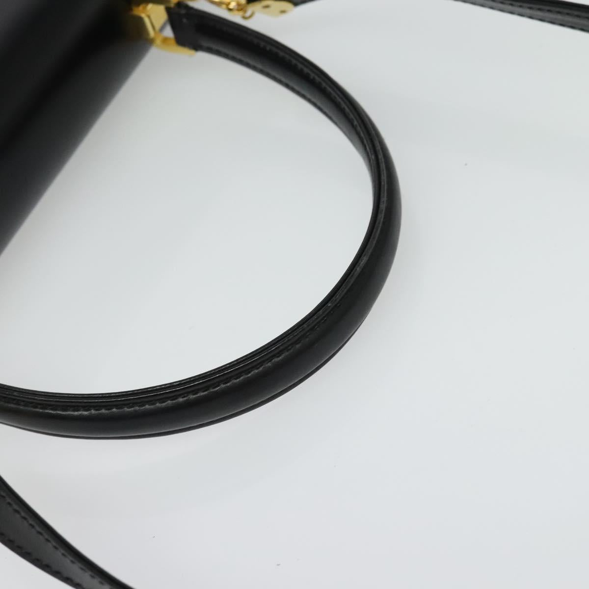 BALLY Hand Bag Leather 2way Black Gold Auth BA4327