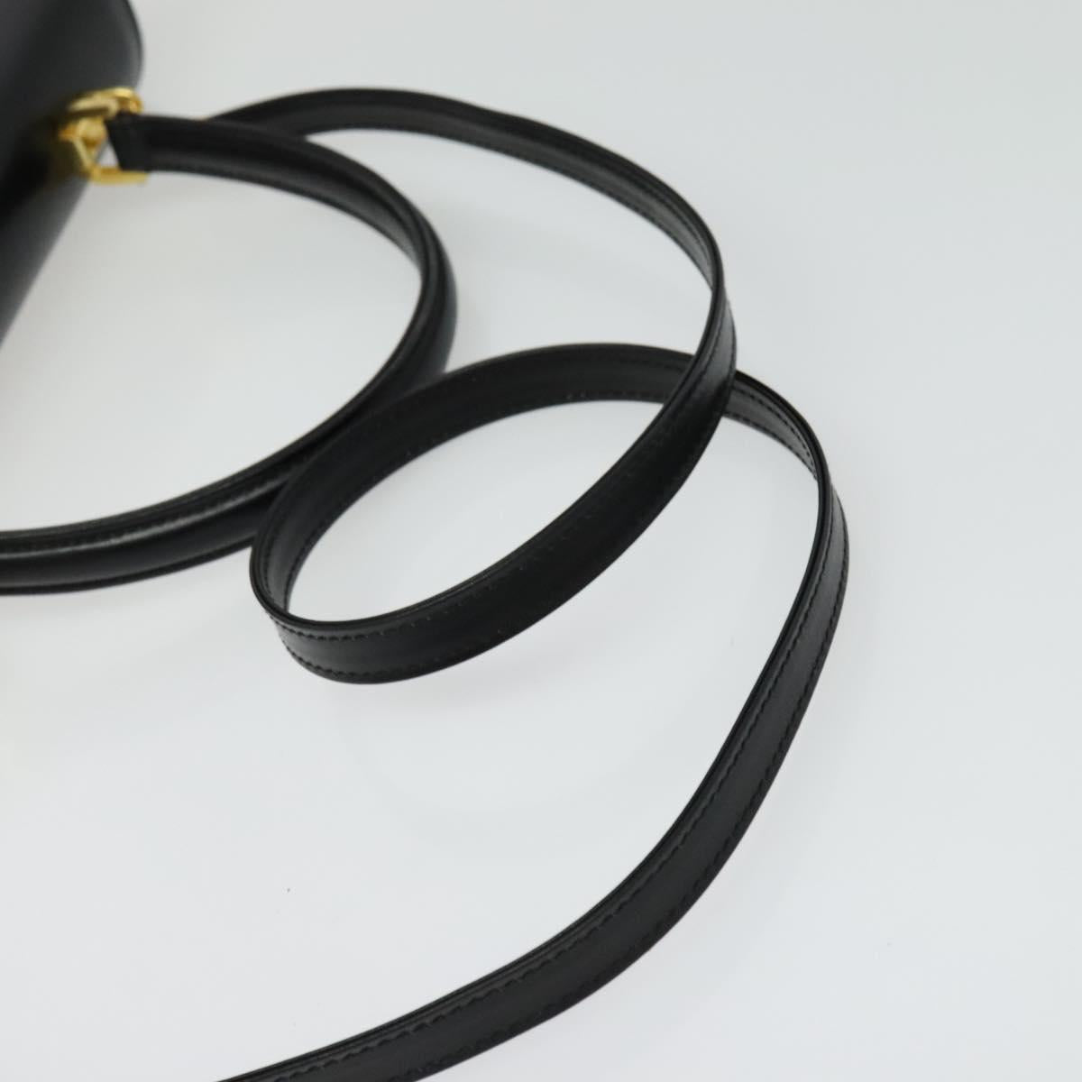 BALLY Hand Bag Leather 2way Black Gold Auth BA4327