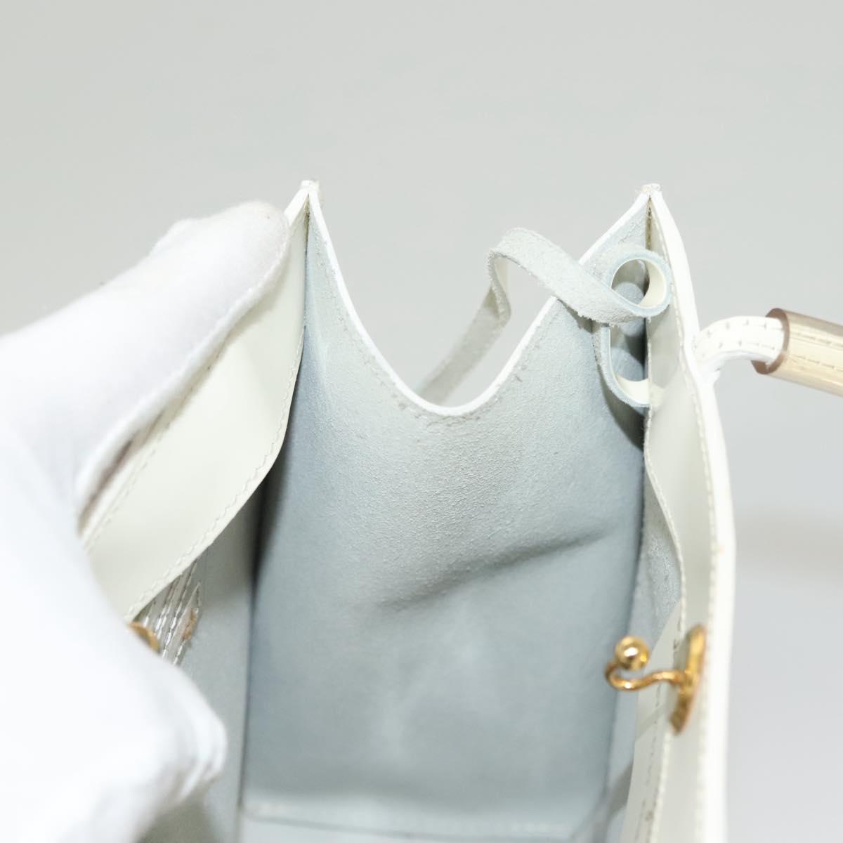 Salvatore Ferragamo Hand Bag Patent leather White Gold Auth BA4344