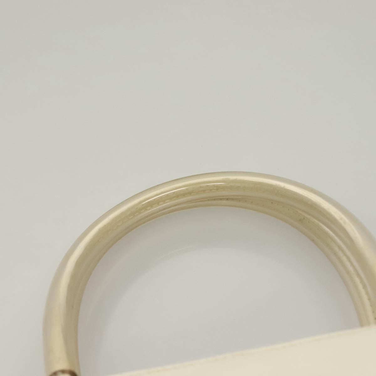 Salvatore Ferragamo Hand Bag Patent leather White Gold Auth BA4344